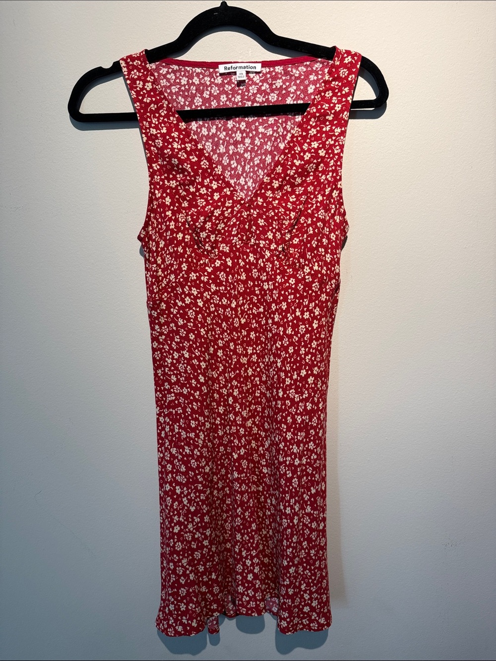 Reformation Red Floral Sleeveless Midi Dress